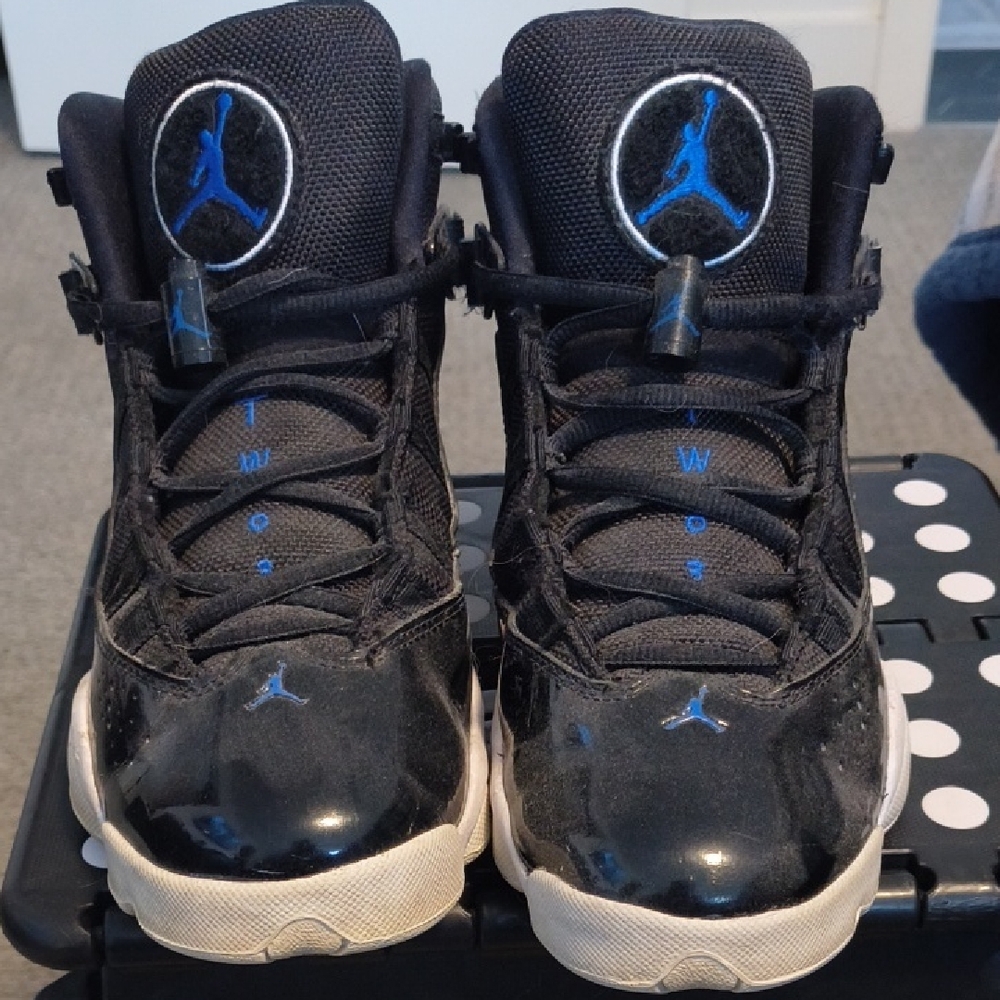 Jordan Kids Sneakers in Black with Blue Highlights